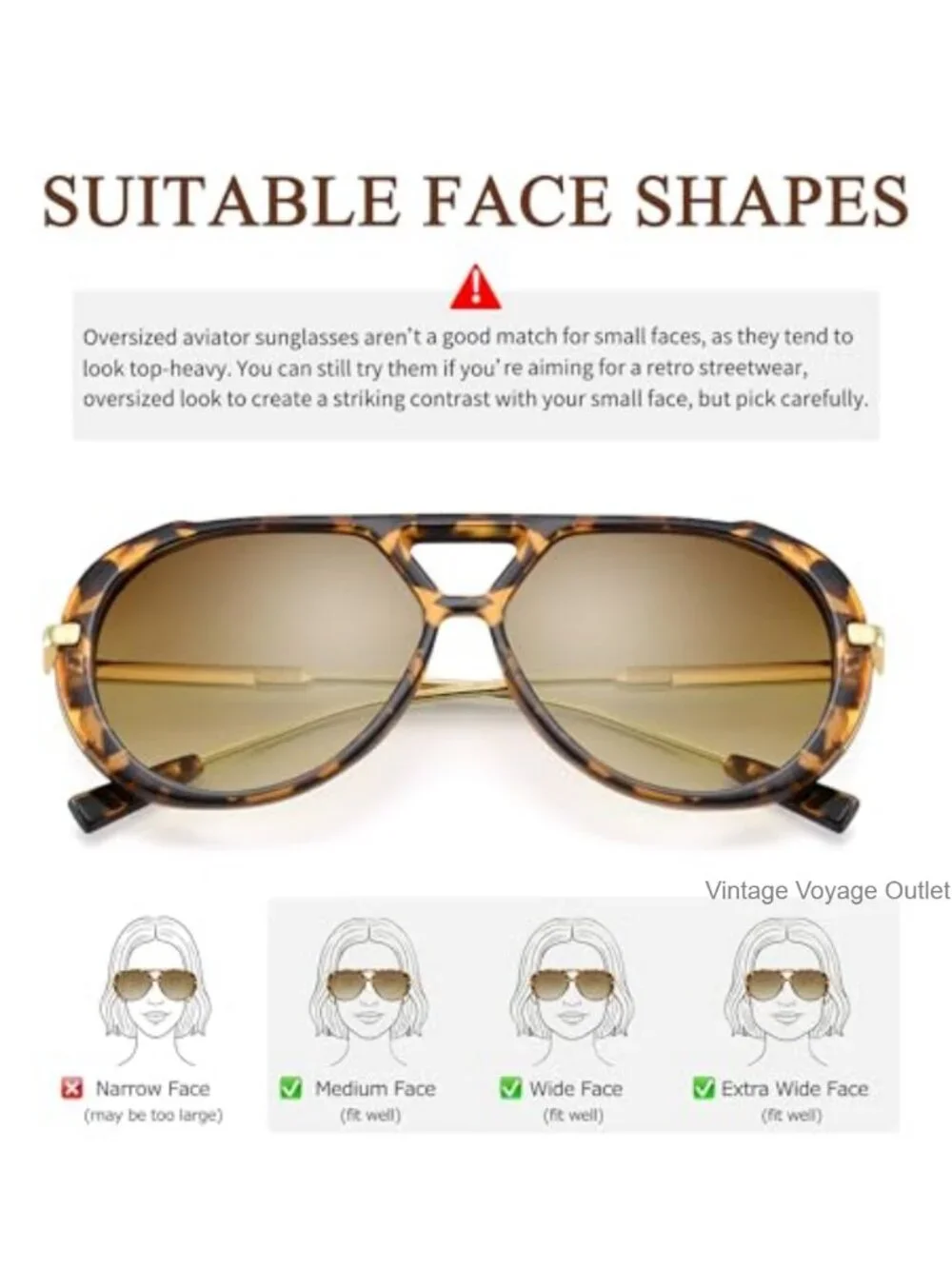 Oversized Retro Metal Aviator Sunglasses with 100% UV Protection